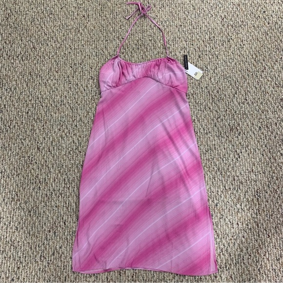 BP Halter Midi Dress Purple Pink Diagonal Ombre Stripe - Size Small - Picture 2 of 8